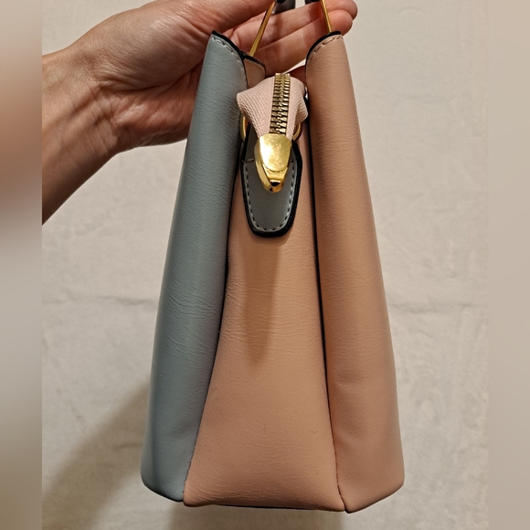 Jane Novo Pink Tan & Blue Colorblock Convertable Handbag Crossbody Bag - Picture 4 of 10